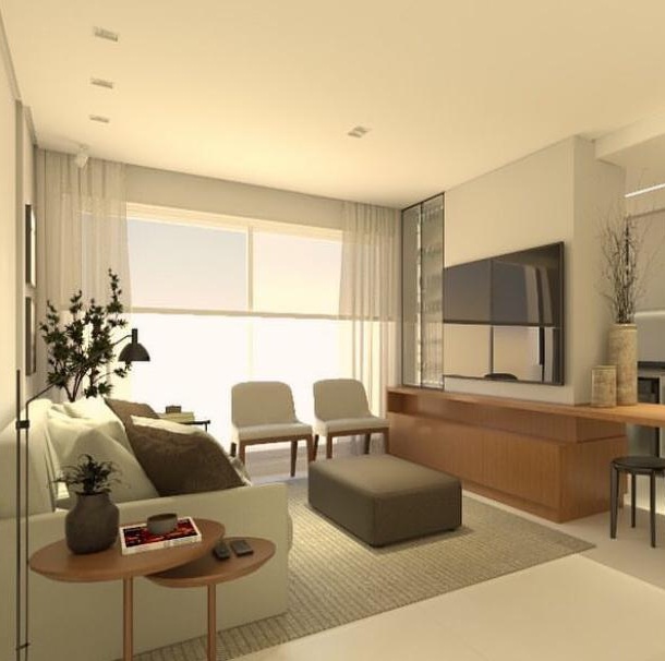 Projeto de interiores de apartamento em São José SC com ambientes modernos, planejados e funcionais, valorizando conforto e praticidade.