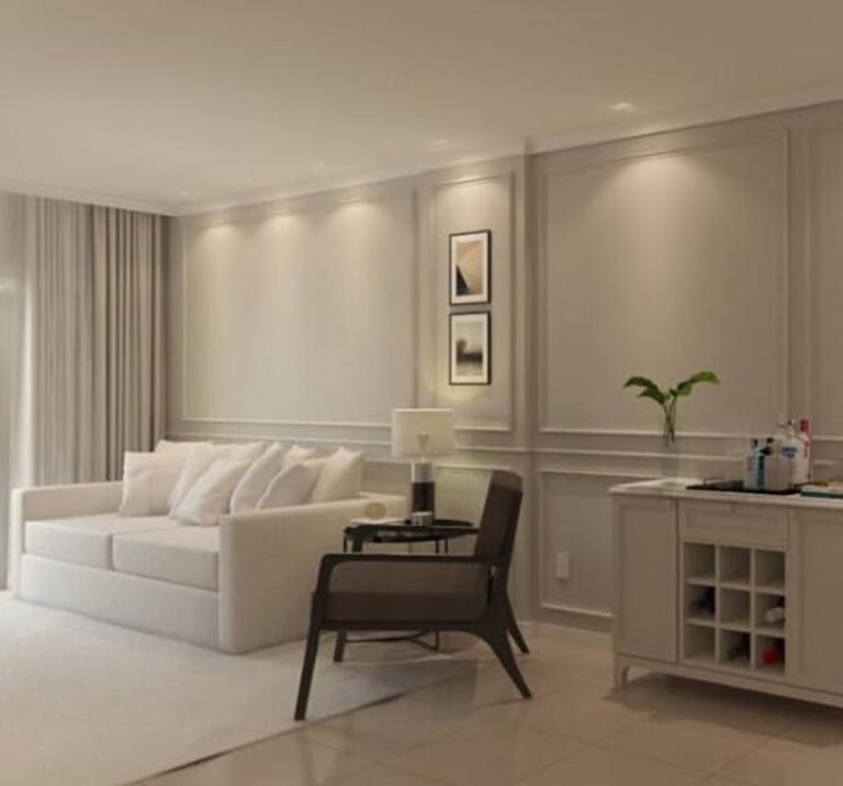 Projeto de interiores de apartamento no bairro Campinas, em São José SC, desenvolvido por arquiteta com ambientes modernos, funcionais e sofisticados.