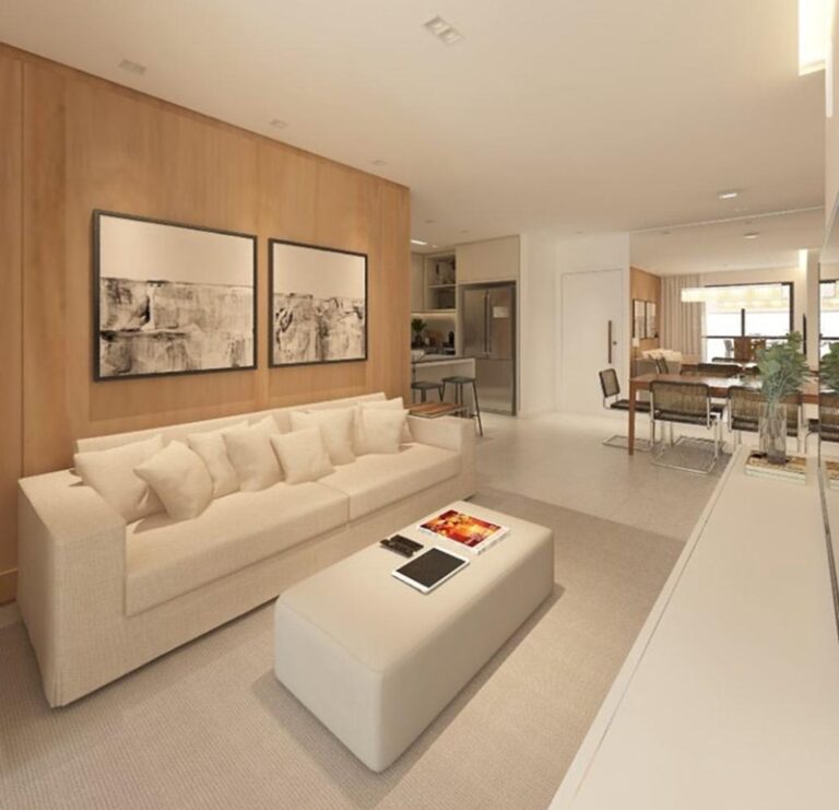 Projeto de interiores de residência em São José SC desenvolvido por arquiteta, com ambientes sofisticados, integrados e planejados para oferecer conforto e funcionalidade.