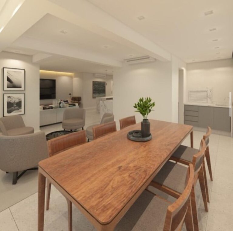 Projeto de interiores de apartamento no bairro Campinas, em São José SC, desenvolvido por arquiteta com ambientes modernos, sofisticados e funcionais.