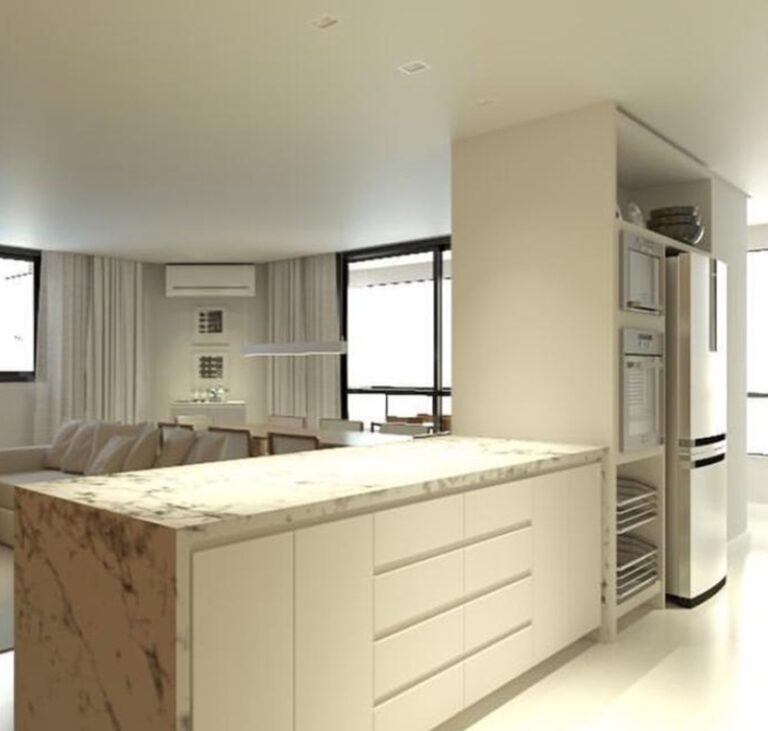 Projeto de interiores de apartamento no bairro Barreiros, em São José SC, desenvolvido por arquiteta com ambientes modernos, funcionais e personalizados.