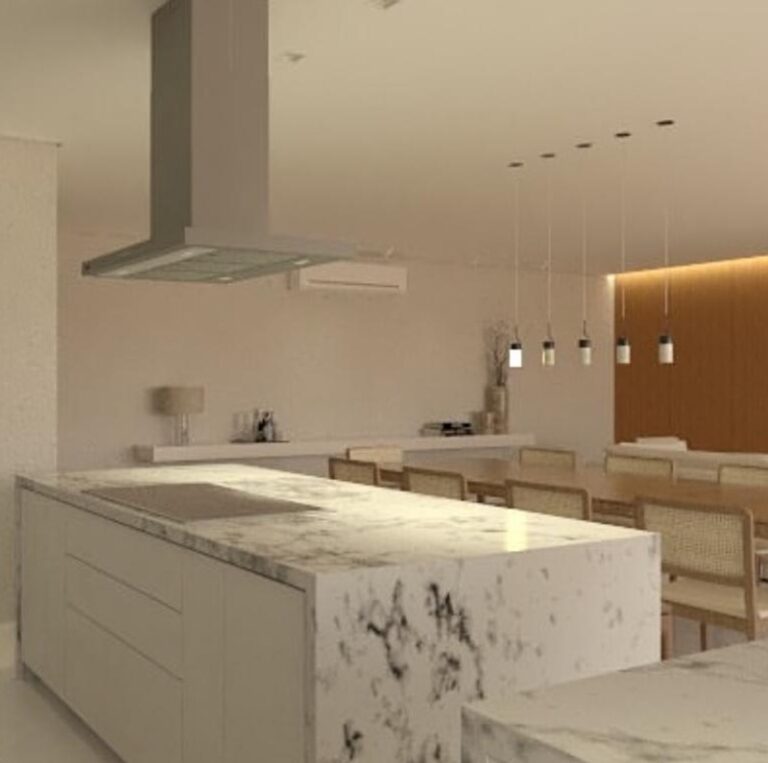 Projeto de interiores de apartamento em Jurerê Internacional, Florianópolis, com ambientes modernos, iluminação natural e design sofisticado.