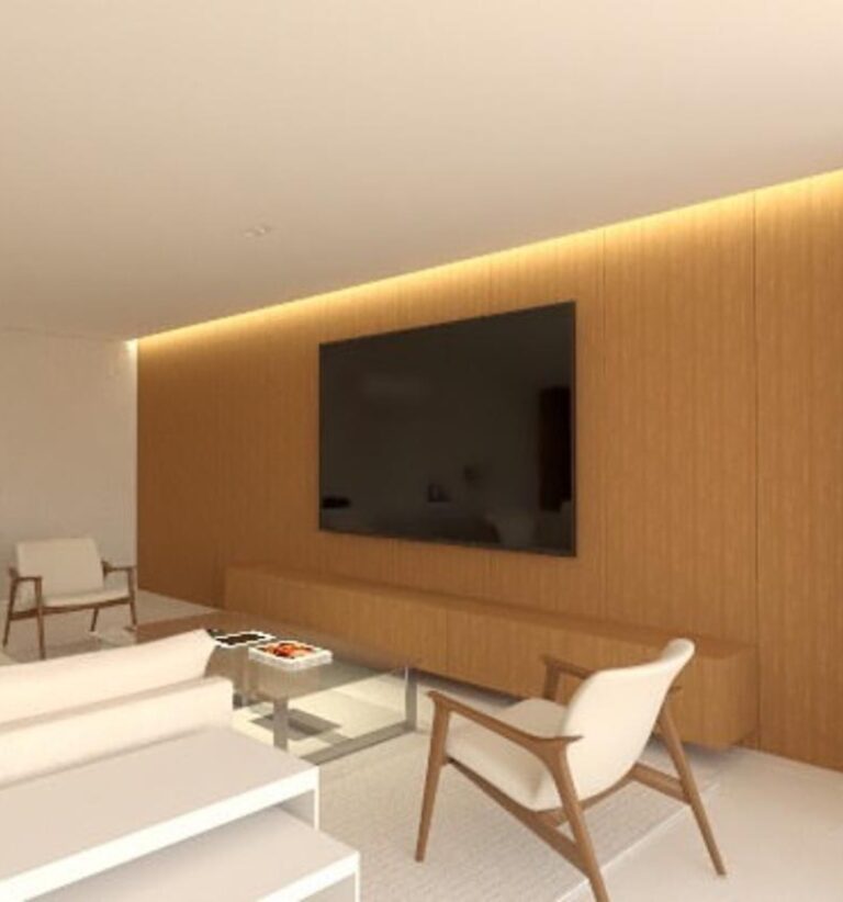 Projeto de interiores de apartamento em Jurerê Internacional, Florianópolis, com ambientes modernos, iluminação natural e design sofisticado.