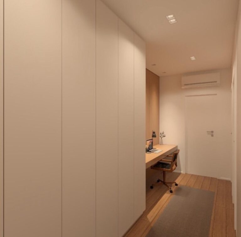 Projeto de interiores de apartamento em Jurerê Internacional, Florianópolis, com ambientes modernos, iluminação natural e design sofisticado.