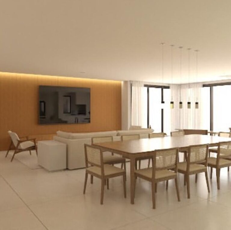 Projeto de interiores de apartamento em Jurerê Internacional, Florianópolis, com ambientes modernos, iluminação natural e design sofisticado.